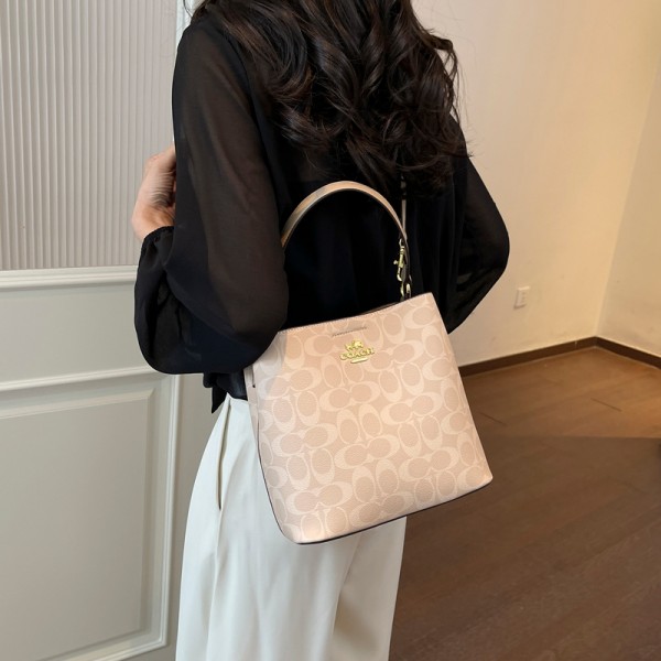Coach コーチブランドバケツバッグ レディース ワンショルダーバッグ 大きめ 2way ハンドバッグ バケット型 ショルダーバッグ 斜めがけ PUレザー 大容量 軽量 大人 通勤 多機能バッグ 丈夫 カジュアル レディースバッグ