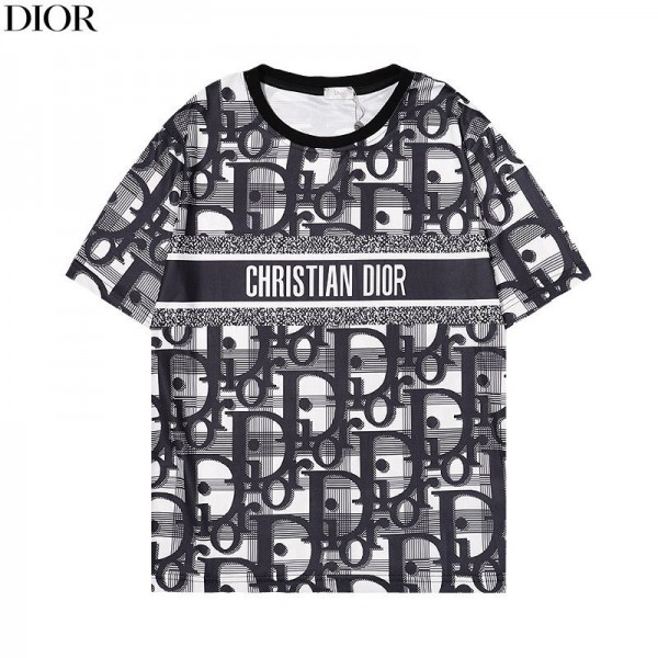 ブランド ディオール Tシャツ 丸首 夏 dior カジュアル 短袖 夏のメンズ Tシャツ 半袖 ユニセックス 定番ロゴ半袖シャツ ファッション 心地よい Tシャツ カジュアル  Tシャツ 