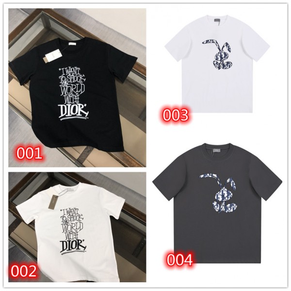 ディオール Dior ブランド Tシャツ 白黒 丸首 ファション お洒落