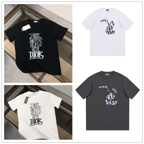 ディオール Dior ブランド Tシャツ 白黒 丸首 ファション お洒落