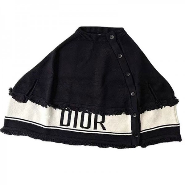 ハイブランド ディオール ガールズ ポンチョ トップス dior ニットポンチョ アウター タートル ニットセーター 秋冬 可愛い ケーブルニット