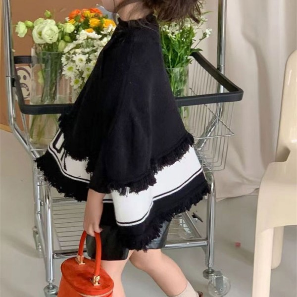 ハイブランド ディオール ガールズ ポンチョ トップス dior ニットポンチョ アウター タートル ニットセーター 秋冬 可愛い ケーブルニット