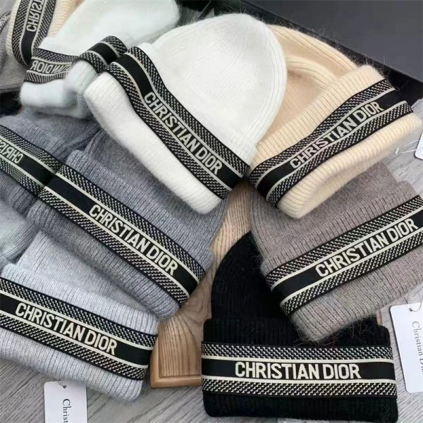 ディオールブランドニット帽 ビーニー 帽子 Dior ワッチキャップ ボーダーニット おしゃれ ボンボン 防寒 防風 通気性 伸縮性 柔らかい 無地 春 秋 冬 スキー スノボ 登山 通勤 メンズ レディース