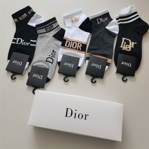 Dior ディオールブランド ストッキング 大人気コットン 靴下 メンズ 通気性浅口ソックス 女の子好き 韓国上質な コットン ソックス くつした
