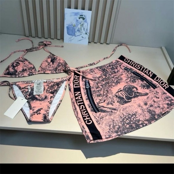 Dior ディオールブランド水着 レディース ビキニ スカート 3点 セット 体型カバー セパレート ショーツ セクシー シンプル かわいい おしゃれ スカート付き S - XL