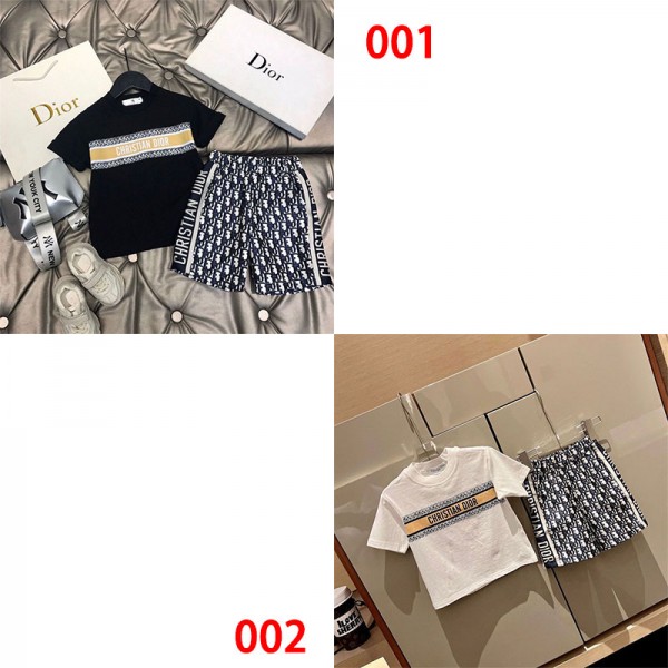 Dior ディオールハイブランド子供服 男の子 半袖 tシャツ ハーフパンツ セットアップ 夏 ボーイズ 子ども服 キッズ 女の子 夏服 子供 ジャージ 上下セット 90 - 160cm カジュアル 薄手 通気 軽量 スポーツウェア スウェット