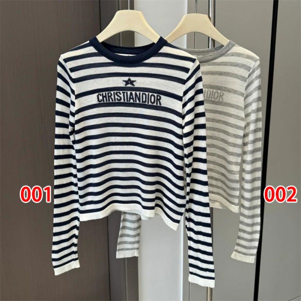 Dior ディオールブランドシアーニット レディース セーター 薄手 ニット プルオーバー クルーネック トップス 長袖 柔らか UVカット ゆったり 女性らしい S - XL