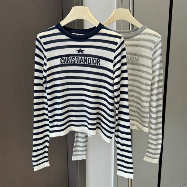 Dior ディオールブランドシアーニット レディース セーター 薄手 ニット プルオーバー クルーネック トップス 長袖 柔らか UVカット ゆったり 女性らしい S - XL