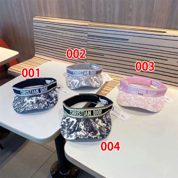 Dior ブランド サンバイザー 風に飛ばにくい 超軽量 ディオール日除け帽子 両面使える レディース uvカット 日よけキャップ 夏 女性用 小顔効果 日焼け止め帽子 つばが大きい 収納便利 調整可能 柔らかい 自転車 旅行