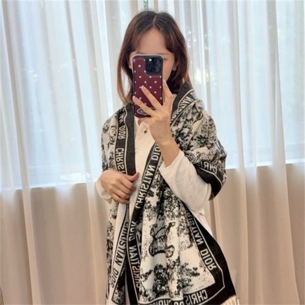 Dior ディオールハイブランド 秋冬 マフラーメンズ 大判ショール 暖かいレディース向け高品質ケープ 防寒マフラーファッション ふさ飾り 男女兼用 ギフト