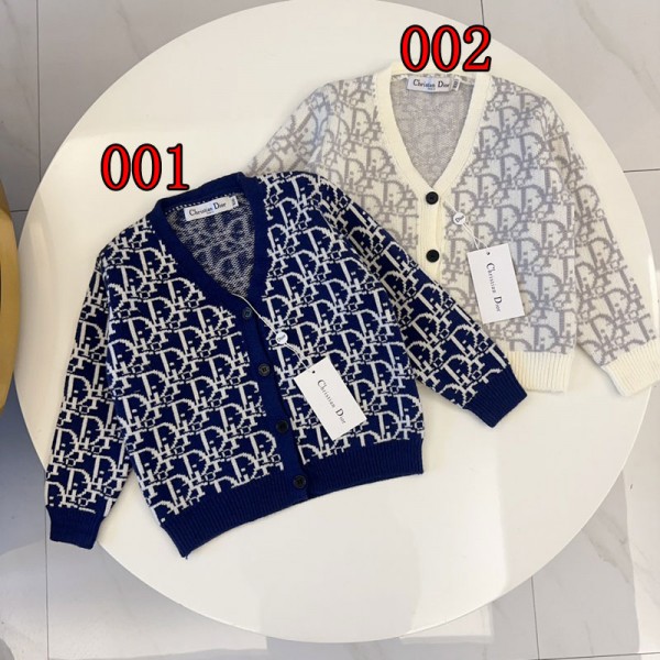 Dior ディオールブランドキッズ カーディガン スクール ゆったり Vネック 秋冬 ニットセーター 男の子 女の子 小学生 中学高校生 おしゃれ 制服 90¬150cm 長袖 カーディガン 高品質