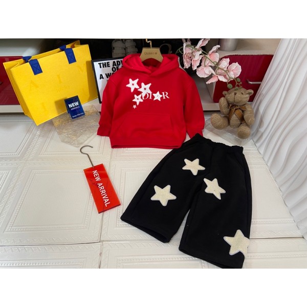 Dior ディオールブランドおしゃれ 子供服 ジャージ ワイドパンツ トップス 長袖 男の子 キッズ スウェット 裏起毛 上下セット ガールズ フード付き 運動服 シンプル 韓国風 2点セット カジュアル 可愛い 学生 100¬140cm