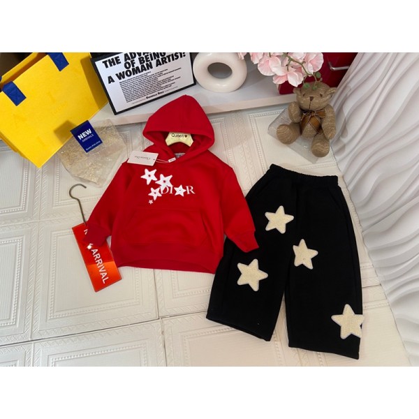 Dior ディオールブランドおしゃれ 子供服 ジャージ ワイドパンツ トップス 長袖 男の子 キッズ スウェット 裏起毛 上下セット ガールズ フード付き 運動服 シンプル 韓国風 2点セット カジュアル 可愛い 学生 100¬140cm