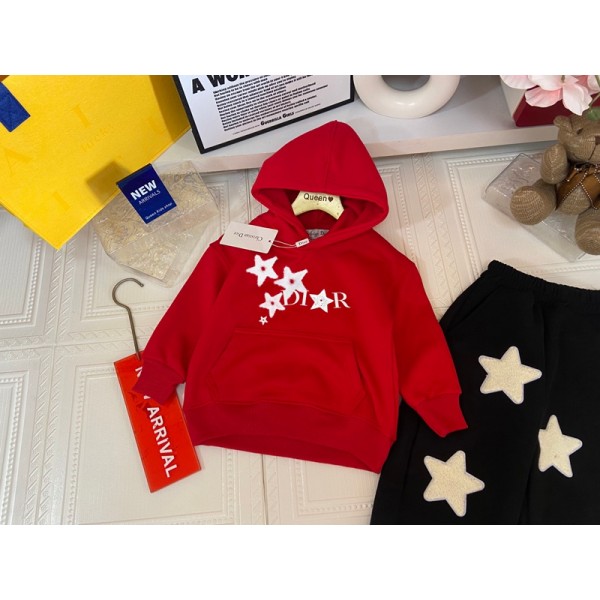 Dior ディオールブランドおしゃれ 子供服 ジャージ ワイドパンツ トップス 長袖 男の子 キッズ スウェット 裏起毛 上下セット ガールズ フード付き 運動服 シンプル 韓国風 2点セット カジュアル 可愛い 学生 100¬140cm