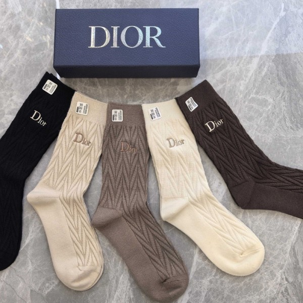 Dior ディオールハイブランド ソックス 綿製ブランドミドルソックス 高品質上質な コットン ソックス くつしたブランドソックス 男女兼用 ファッション
