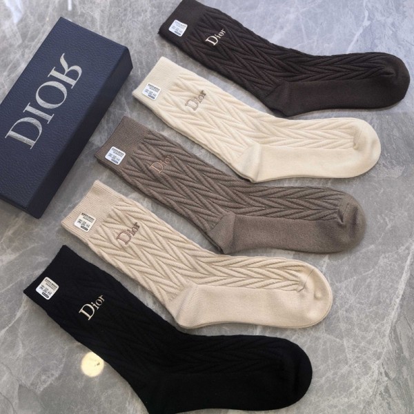 Dior ディオールハイブランド ソックス 綿製ブランドミドルソックス 高品質上質な コットン ソックス くつしたブランドソックス 男女兼用 ファッション