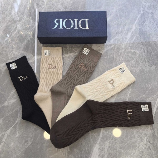 Dior ディオールハイブランド ソックス 綿製ブランドミドルソックス 高品質上質な コットン ソックス くつしたブランドソックス 男女兼用 ファッション