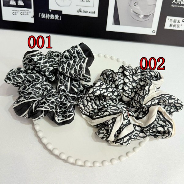 Dior ディオールハイブランドシュシュ ヘアゴム シュシュおしゃれ 大人 ボリューム 大きめ サテンシュシュ モノグラム柄 シンプル 髪飾り レディース エレガント ヘアアクセサリー 