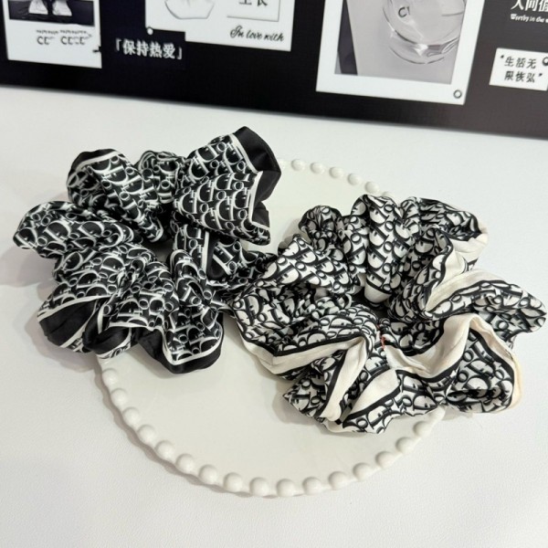 Dior ディオールハイブランドシュシュ ヘアゴム シュシュおしゃれ 大人 ボリューム 大きめ サテンシュシュ モノグラム柄 シンプル 髪飾り レディース エレガント ヘアアクセサリー 