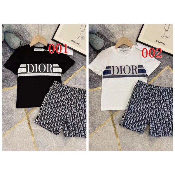 Dior ディオールハイブランド子供服 男の子 セットアップ 夏 半袖 Tシャツ ハーフパンツ 半ズボン 上下セット 子供 ジャージ 上下セット 90-160cm 男の子 服 カジュアル 韓国 おしゃれ 男の子 半袖スウェット 