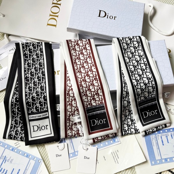 ディオールレディース スカーフ シルク風 ブランドDior リボンスカーフ 細長 ツイリー ネッカチーフ ヘアバンド バッグ飾り 多機能 ファッション 小物 通勤 旅行 春夏秋冬 おしゃれ プレゼント