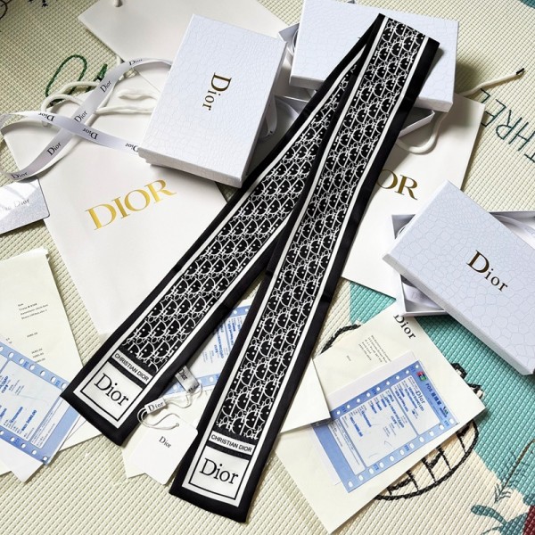ディオールレディース スカーフ シルク風 ブランドDior リボンスカーフ 細長 ツイリー ネッカチーフ ヘアバンド バッグ飾り 多機能 ファッション 小物 通勤 旅行 春夏秋冬 おしゃれ プレゼント