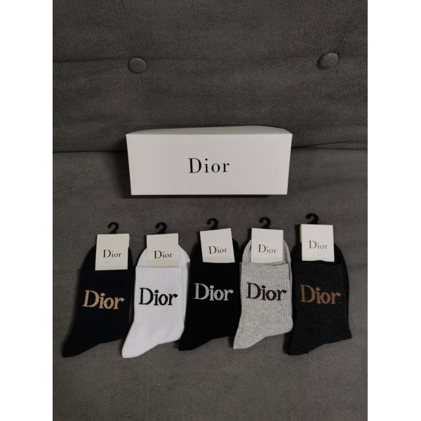 Dior ディオールレディース向け 靴下 かわいいブランド ストッキング 大人気コットン 靴下 メンズ 通気性上質な コットン ソックス くつした