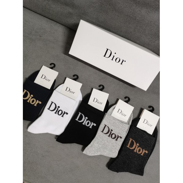Dior ディオールレディース向け 靴下 かわいいブランド ストッキング 大人気コットン 靴下 メンズ 通気性上質な コットン ソックス くつした