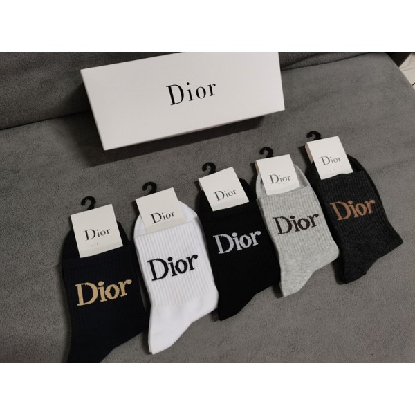 Dior ディオールレディース向け 靴下 かわいいブランド ストッキング 大人気コットン 靴下 メンズ 通気性上質な コットン ソックス くつした