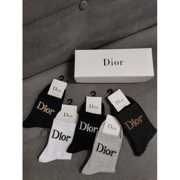 Dior ディオールレディース向け 靴下 かわいいブランド ストッキング 大人気コットン 靴下 メンズ 通気性上質な コットン ソックス くつした