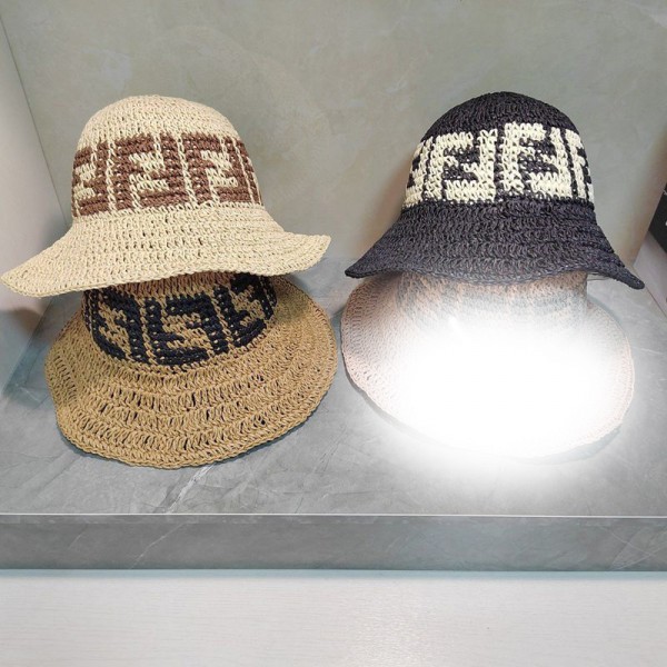 ハイブランドフェンディ帽子 レディース FENDI 麦わら帽子 サンハット ストローハット レディース 日焼け uvカット 日除け帽子 小顔効果 つば広 春夏 大きいサイズ