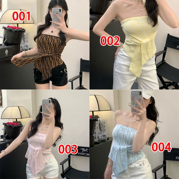 Fendi フェンディブランドキャミソール レディース リブニット トップス きれい 可愛い フライス編み タンクトップ フリーサイズ ノースリーブ XS - L