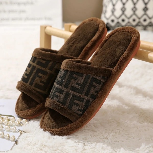 Fendi フェンディブランドボアスリッパ 防寒ルームシューズ レディース ボア付き 秋冬用 防寒 あったか メンズ ファー付き サボシューズ クロッグシューズ サンダル 240¬275cm