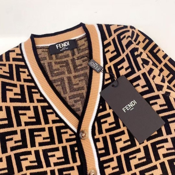 Fendi フェンディハイブランド キッズ カーディガン 男の子 女の子 綿 子供服 ニットセーター スクールセーター 長袖 前開け コート 男女兼用 無地 春秋冬 通園通学 学生 防寒 羽織 90-150cm