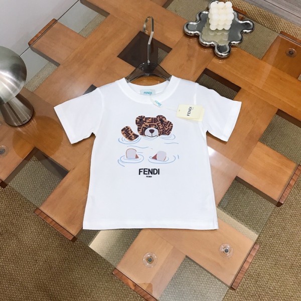 Fendi フェンディブランド親子服 お揃い ｔシャツ 半袖Tシャツ 上着 トップス 綿100% 子供服 男の子 女の子 キッズ服 おしゃれ 高品質 ペアルックｔシャツ