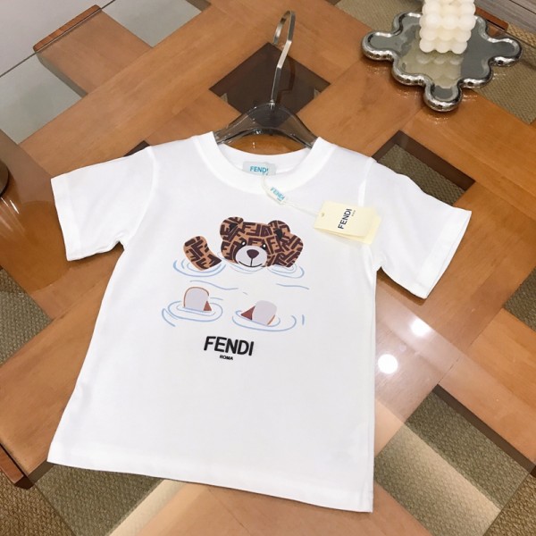 Fendi フェンディブランド親子服 お揃い ｔシャツ 半袖Tシャツ 上着 トップス 綿100% 子供服 男の子 女の子 キッズ服 おしゃれ 高品質 ペアルックｔシャツ