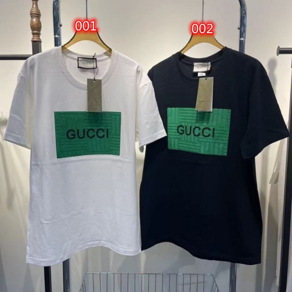 グッチ Tシャツ 半袖 ブランドコピー Gucci 上着 レディース トップス カジュアル メンズ トレーナーシャツ オシャレ コットン製 潮流 フロッキープリント 男女通用