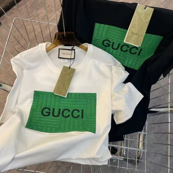 グッチ Tシャツ 半袖 ブランドコピー Gucci 上着 レディース トップス カジュアル メンズ トレーナーシャツ オシャレ コットン製 潮流 フロッキープリント 男女通用