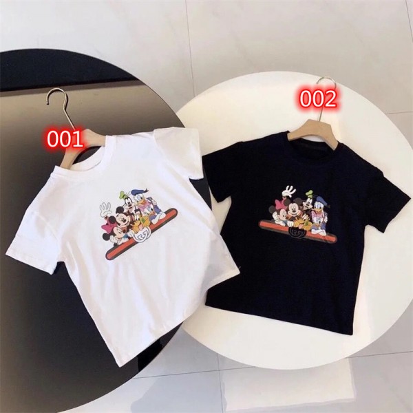 グッチ ディズニー Tシャツ 子供服 可愛い gucci ブランド KIDS 半袖 ミッキマウス柄 上質コットン製 着心良い オシャレ カジュアル 男女兼用