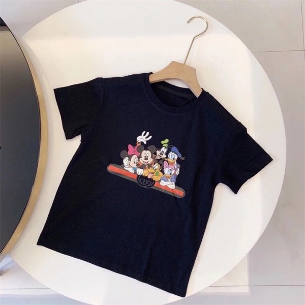 グッチ ディズニー Tシャツ 子供服 可愛い gucci ブランド KIDS 半袖 ミッキマウス柄 上質コットン製 着心良い オシャレ カジュアル 男女兼用