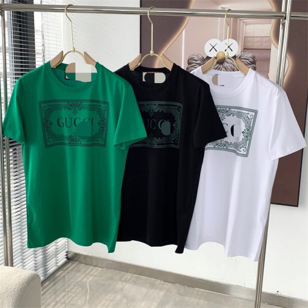 ブランド Gucci メンズ tシャツ グッチ Tシャツ 丸首 夏 コットン製 カジュアル 通気性ウェア レディース 上着 ファッション 高品質Ｔシャツ プリント柄 大きいサイズ S~5XL