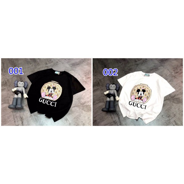 GUCCI メンズ Tシャツ 半袖 ブランドコピー グッチ上着 女の子 トップス カジュアル トレーナーシャツ オシャレ コットン製 潮流 かわいい漫画柄 肌に優しい 着心良い 大きいサイズ XS~5XL