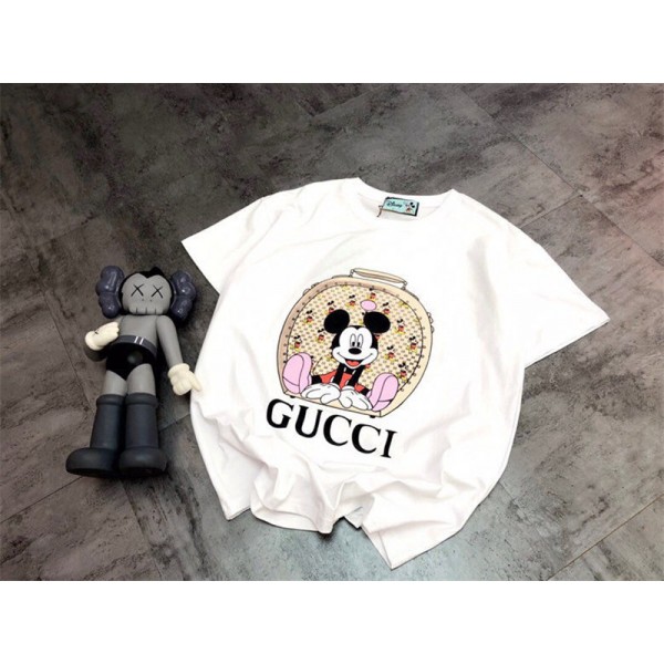 GUCCI メンズ Tシャツ 半袖 ブランドコピー グッチ上着 女の子 トップス カジュアル トレーナーシャツ オシャレ コットン製 潮流 かわいい漫画柄 肌に優しい 着心良い 大きいサイズ XS~5XL