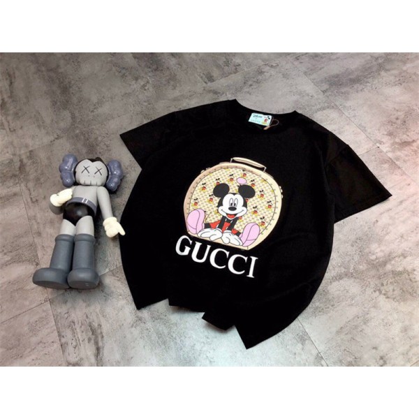 GUCCI メンズ Tシャツ 半袖 ブランドコピー グッチ上着 女の子 トップス カジュアル トレーナーシャツ オシャレ コットン製 潮流 かわいい漫画柄 肌に優しい 着心良い 大きいサイズ XS~5XL