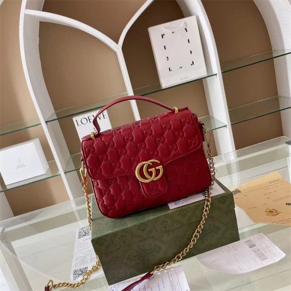 グッチ バック ショルダーバッグ gucci ブランド レザーバッグ 2wayバッグ 定番 色選択可 革製 上品 オシャレ レディース エンボス柄 しとやかな 珍しい 高品質金具