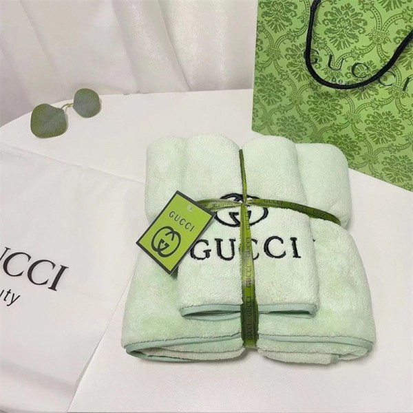 GUCCI ブランド 高級タオル 2点セット グッチ フェイスタオル 大幅 バスタオル 高品質 柔らかい コットン 吸水吸汗 刺繍ロゴ おしゃれ 激安 ハンドタオル ファッション 男女兼用 ビーチ 旅行用 