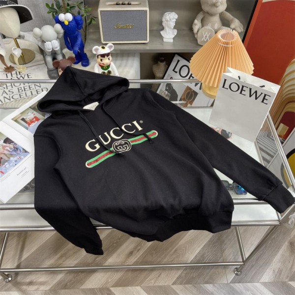 グッチ パーカー ハイブランド GUCCI トレーナー カジュアル 長袖Tシャツ 裏起毛 スウェットシャツ 大きいサイズ 心地よい スウェットパーカー 上着 フード付き 暖か 男女兼用 