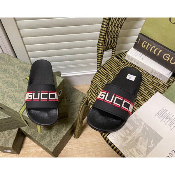 ブランド グッチ スリッパ メンズ 室内履き Gucci 夏サンダル ルームシューズ 柔らか 履きやすい ビーチスリッパ 流行り スポーツ風 人気 ファッション 男女兼用 軽量 滑り止め