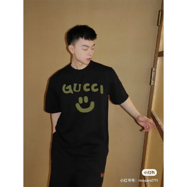 グッチ gucciｔシャツ カジュアル 黒白 男女通用 ファション