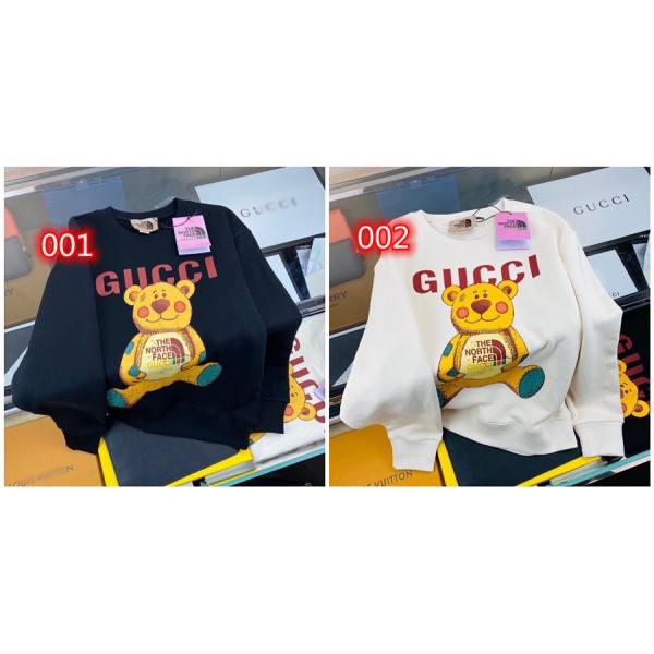 Gucci グッチ the north face シャツ 子供服 白黒 シンプル 男女通用 長袖 可愛い 春秋 カジュアル